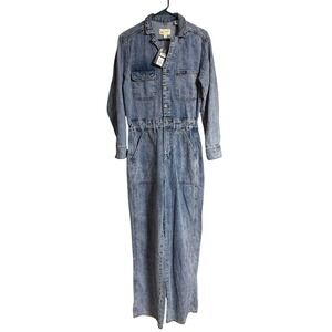 Universal Thread Womens Denim Jumpsuit Light Wash Blue Utility Boilersuit 4R NEW